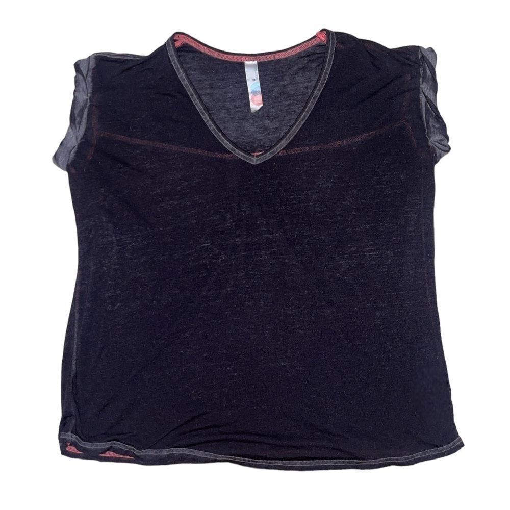 Free People Beach space dye semi-sheer grey rolled sleeve T-shirt women’s XS